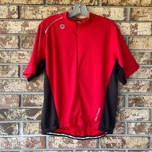 Pactimo Cycling Shirt Size XL Pocketed Back Red & Black Partially Zippered Front